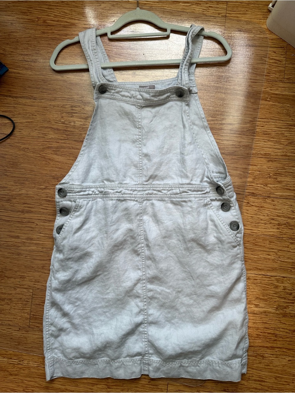 J. Jill Petite Light Gray Linen Overall Dress Size Small Petite I love Linen